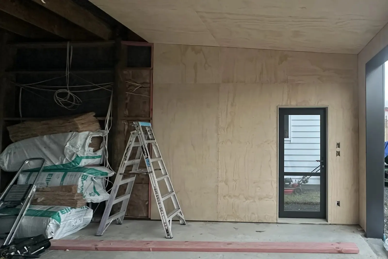 Garage Framing, Insulation & Plywood Lining